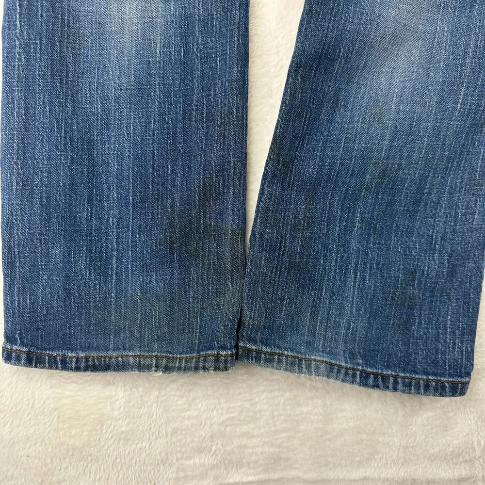 Wrangler Jeans Men Jackson Straight 28x30 Blue Denim Workwear Stained Distressed